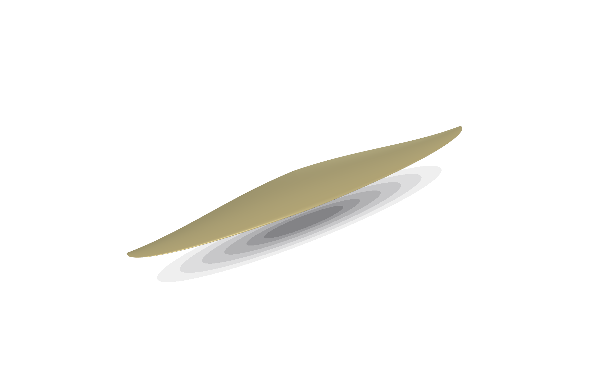 Rendering of a hydrofoil front wing designed in Albatross, floating above a soft shadow on white
